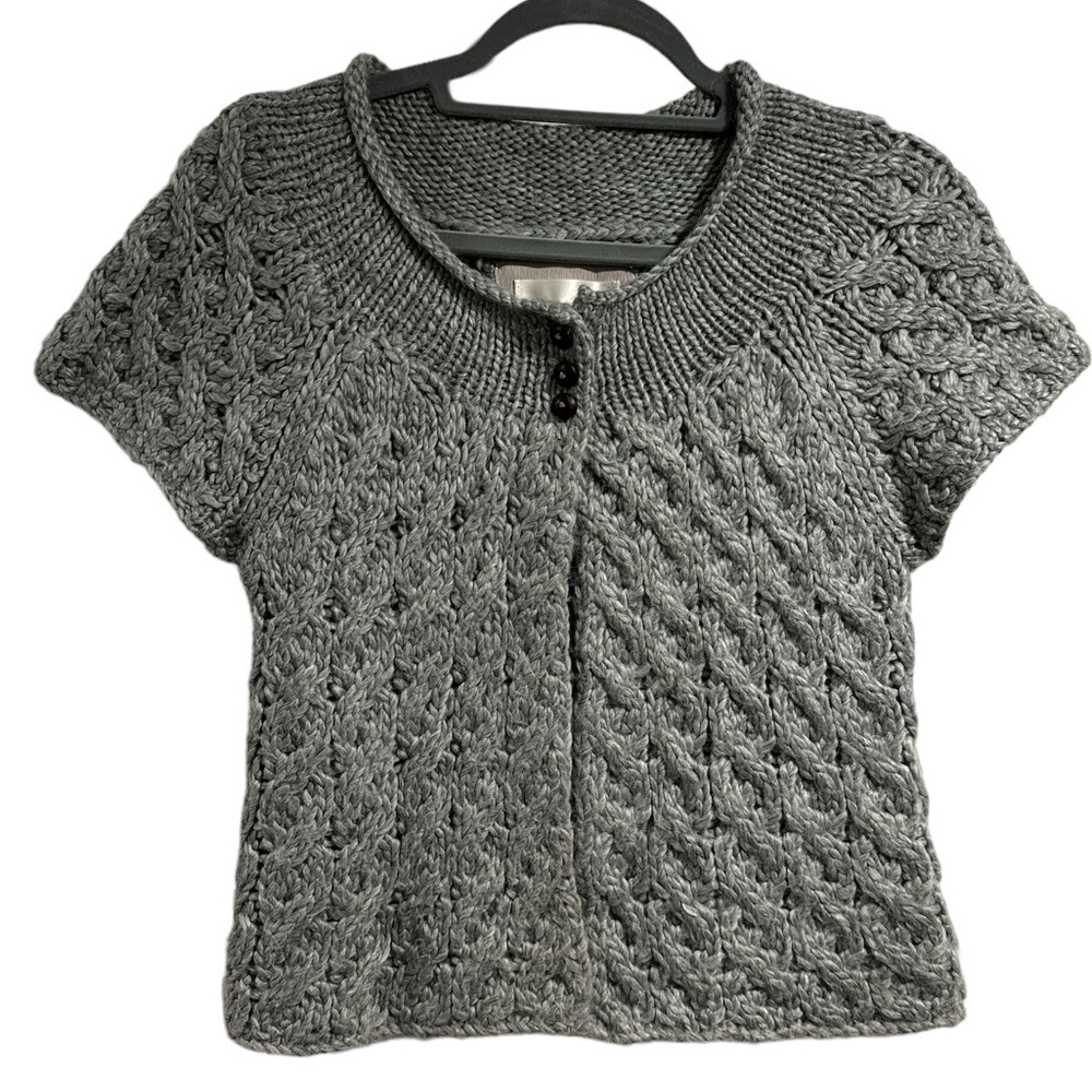 Kaisely sweater knit gray short sleeve alpaca wool acrylic blend small